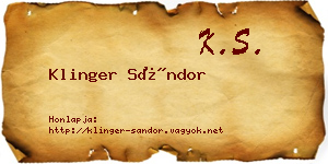 Klinger Sándor névjegykártya
